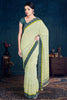 CREAM and GREY LINES CHIFFON Saree with FANCY