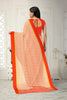 PEACH and RED LINES CHIFFON Saree with FANCY