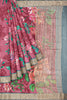 DUSTY PINK and GREY FLORALS SILK Saree with FANCY