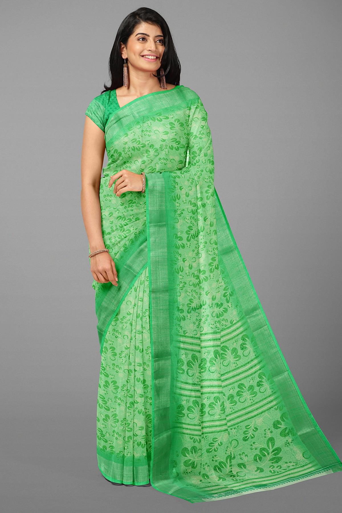 Buy Forest Shade Green Woven Saree In Dola Silk And Silver Weave