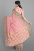 LIGHT PINK and GOLD LINES AND FLORALS KORA Saree with FANCY