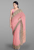 LIGHT PINK and GOLD LINES AND FLORALS KORA Saree with FANCY