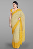 LIGHT YELLOW and GOLD FLORALS KORA Saree with FANCY