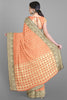PEACH and GOLD LINES AND FLORALS KORA Saree with FANCY