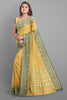 YELLOW and GOLD LINES AND FLORALS KORA Saree with FANCY