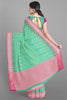 SEA GREEN and PINK FLORALS KORA Saree with FANCY