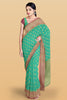 SEA GREEN and GOLD LEAF WEAVING KORA Saree with FANCY