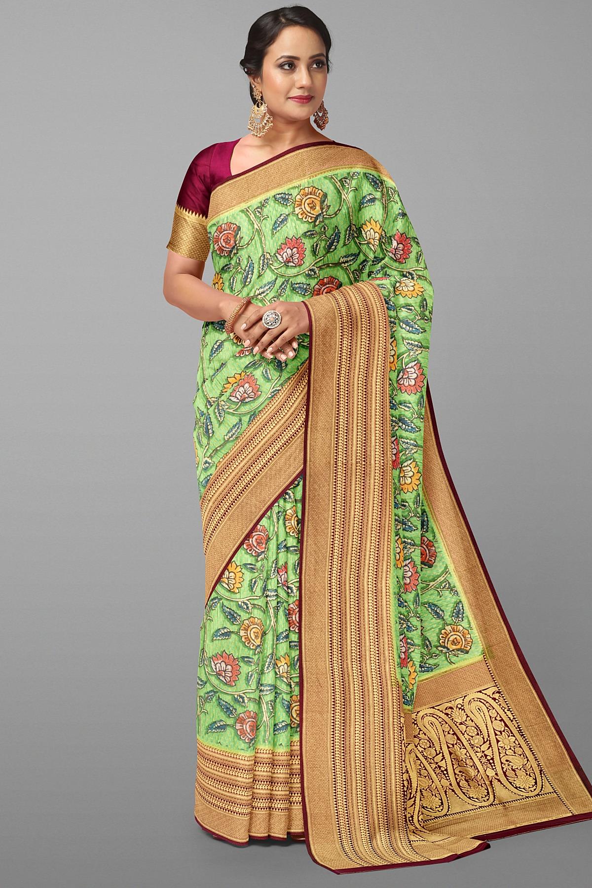 Edathal Star Collection's Attractive Viscose Silk Saree With Copper Twisted  Pallu - Multi Colour