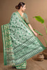 LIGHT SEA GREEN and SEA GREEN FLORALS SILK Saree with FANCY