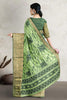 OLIVE GREEN and DARK OLIVE GREEN DIGITAL PRINT SILK Saree with FANCY