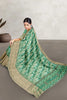 SEA GREEN and CREAM ABSTRACT SILK Saree with FANCY