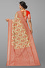BEIGE and RED FLORAL JAAL SILK Saree with BANARASI FANCY