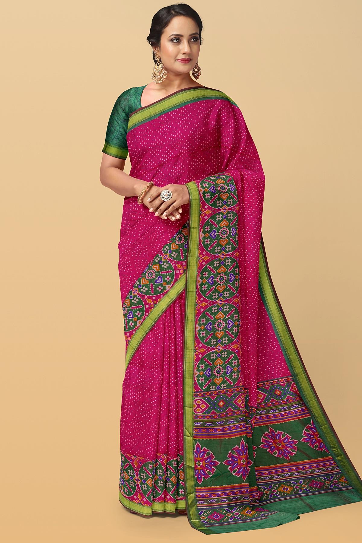 MUSTARD and MULTI IKKAT PRINT SILK Saree with IKAT – Cherrypick