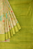 MULTI and OLIVE GREEN FLORALS SOFT SILK Saree with BANARASI FANCY