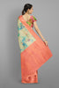 MULTI and CORAL FLORALS SOFT SILK Saree with BANARASI FANCY