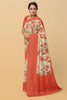 CREAM and DUSTY PINK FLORALS SOFT SILK Saree with BANARASI FANCY
