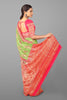 GREEN and DARK PINK FLORAL JALL WITH FIGURES SILK Saree with FANCY