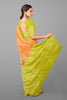 CORAL and OLIVE FLORAL JALL WITH FIGURES SILK Saree with FANCY