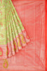 OLIVE and CORAL FLORAL JALL WITH FIGURES SILK Saree with FANCY