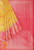 YELLOW and DARK PINK FLORAL JALL WITH FIGURES SILK Saree with FANCY