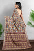 ROSSY BROWN and MULTI LEAF PRINT LINEN Saree with FANCY