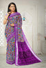 LIGHT PURPLE and PURPLE FLORALS LINEN Saree with FANCY