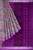 LIGHT PURPLE and PURPLE FLORALS LINEN Saree with FANCY