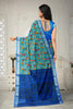 MULTI and ROYAL BLUE FLORALS LINEN Saree with FANCY