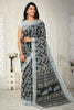 BLACK and GREY FLORALS LINEN Saree with FANCY