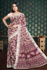 PURPLE and DUSTY PINK FLORALS LINEN Saree with FANCY