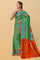 TEAL and RUST BUTTIS SILK Saree with BANARASI FANCY