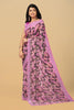 PINK and BLACK LEAF PRINT LINEN Saree with FANCY