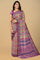 MULTI and PURPLE SHIBORI PRINT LINEN Saree with FANCY