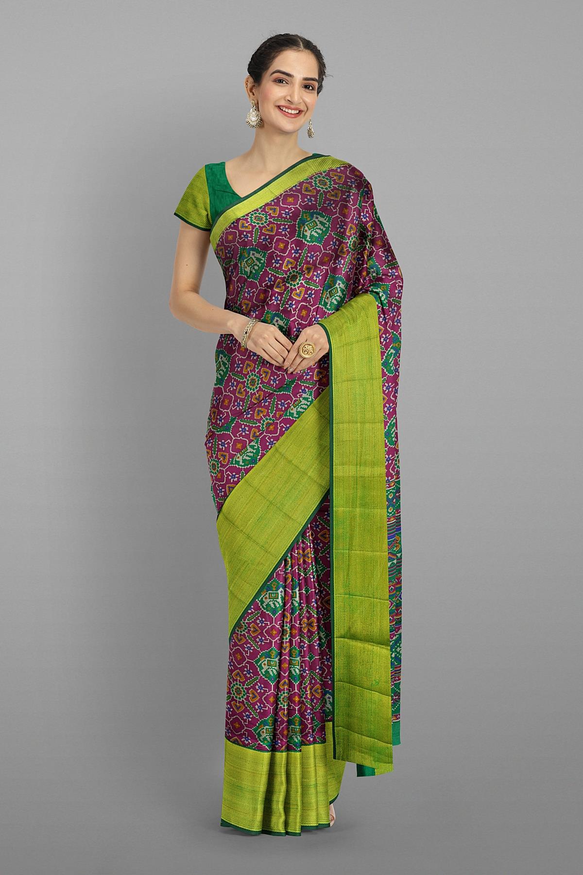 LIGHT PURPLE and MULTI PATOLA SILK Saree with IKAT