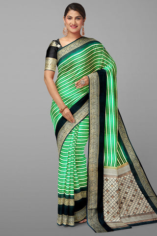 GREEN AND BLACK JAAL SILK SAREE WITH FANCY