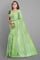 LIGHT GREEN and DARK GREEN LINES SYNTHETIC Saree with FANCY