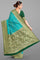 TEAL and DARK GREEN STRIPES SILK Saree with FANCY