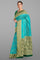 TEAL and DARK GREEN STRIPES SILK Saree with FANCY