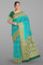 TEAL and DARK GREEN STRIPES SILK Saree with FANCY