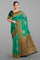 TEAL and DARK GREEN MOTIFS SILK Saree with FANCY