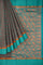 GREY and TEAL PAISLEY SILK Saree with BANARASI FANCY