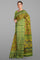 GREEN and DARK GREEN FLORAL JALL WITH FIGURES SILK Saree with BANARASI FANCY