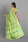 OLIVE GREEN and TEAL FLORAL JALL WITH FIGURES SILK Saree with BANARASI FANCY