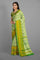 SILVER and GREEN PEACOCK BUTTIS  SILK Saree with BANARASI FANCY