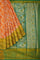 ORANGE and DARK GREEN FLORAL JAAL SILK Saree with BANARASI FANCY