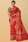 RED and GOLD FLORAL JAAL CHINIYA SILK Saree with BANARASI