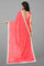 DARK PINK and SILVER SOLID GLASS KORA Saree with FANCY