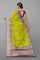 LIME GREEN and MAROON BUTTIS VISCOSE Saree with BANARASI FANCY