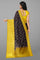 GREY and YELLOW CHECKS AND BUTTIS KORA Saree with BANARASI FANCY