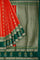 RED and DARK GREEN BUTTIS warm silk Saree with BANARASI FANCY